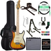 Sawtooth Sunburst ES Series Electric Guitar w/ Vintage White Pickguard - Includes: Accessories, Amp, & Gig Bag