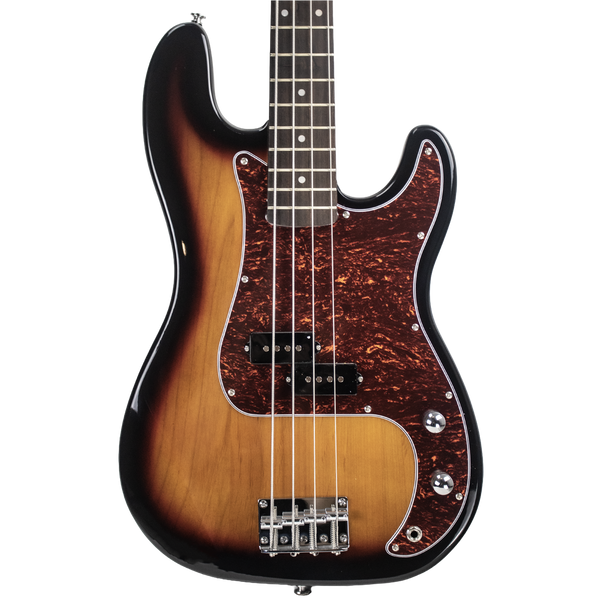 Sawtooth EP Series Alder Electric Bass Guitar, Vintage Burst w/ Tortoise Pickguard