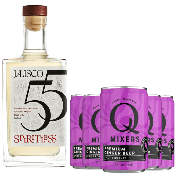 Spiritless Jalisco 55 Distilled Non-Alcoholic Tequila Bundle with Q Mixers Premium Ginger Beer - Mexican Mule - Premium Zero-Proof Liquor Spirits for a Refreshing Experience - GoDpsMusic