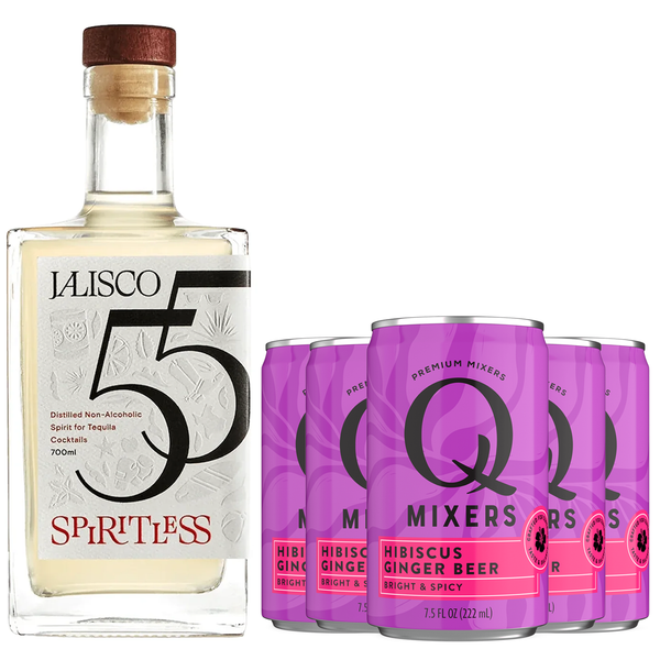 Spiritless Jalisco 55 Distilled Non-Alcoholic Tequila Bundle with Q Mixers Premium Hibiscus Ginger Beer - Mexican Mule - Premium Zero-Proof Liquor Spirits for a Refreshing Experience - GoDpsMusic