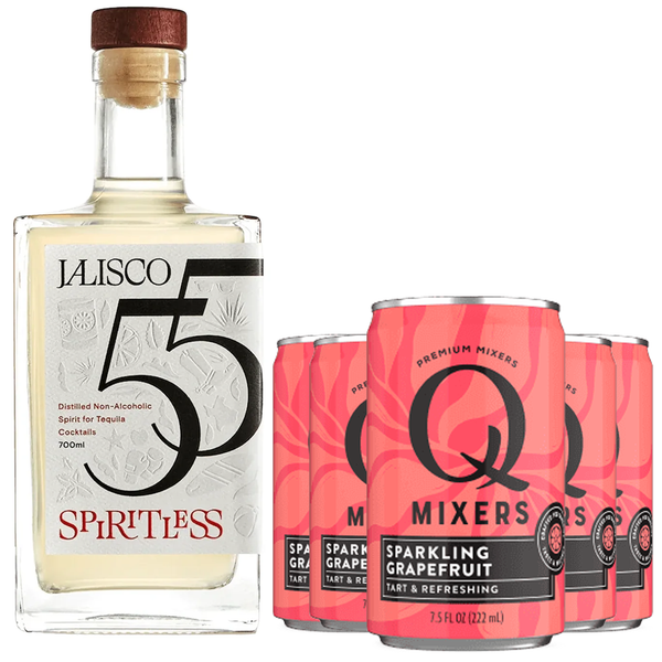 Spiritless Jalisco 55 Distilled Non-Alcoholic Tequila Bundle with Q Mixers Sparkling Grapefruit Paloma - Premium Zero-Proof Liquor Spirits for a Refreshing Experience - GoDpsMusic