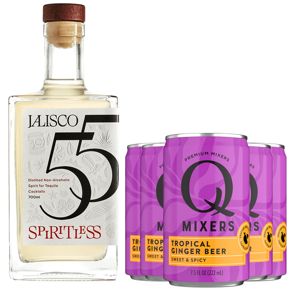 Spiritless Jalisco 55 Distilled Non-Alcoholic Tequila Bundle with Q Mixers Premium Tropical Ginger Beer - Mexican Mule - Premium Zero-Proof Liquor Spirits for a Refreshing Experience - GoDpsMusic