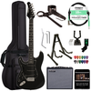 Sawtooth Left-Handed Black ES Series Electric Guitar with Black Pickguard - Includes: Accessories, Amp & Gig Bag