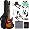 Sawtooth Sunburst ES Series Electric Guitar w/ Tortoise Pickguard - Includes: Accessories, Amp, & Gig Bag