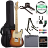 Sawtooth Sunburst ET Series Electric Guitar w/ Aged White pickguard - Includes: Accessories, Amp & Gig Bag