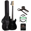 Sawtooth EP Series Electric Bass Guitar with Gig Bag & Accessories, Satin Black w/ Black Pickguard