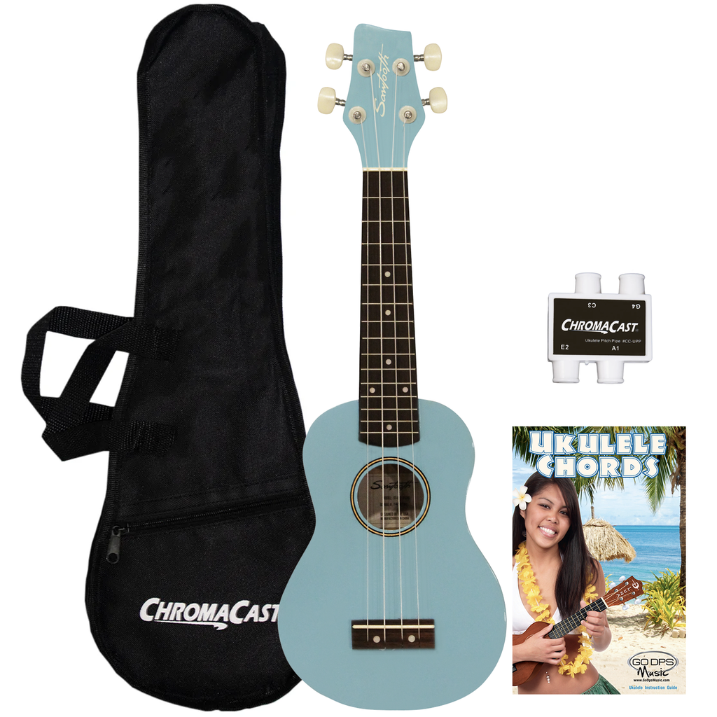 Sawtooth Basswood Soprano Ukulele, Daphne Blue, w/ Nylon Bag, Pitch Pipe & Quick Start Guide - GoDpsMusic