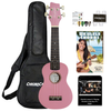 Sawtooth Basswood Soprano Ukulele, Pink, w/ Gig Bag, Pitch Pipe, Quick Start Guide, Picks and Mobile Lessons