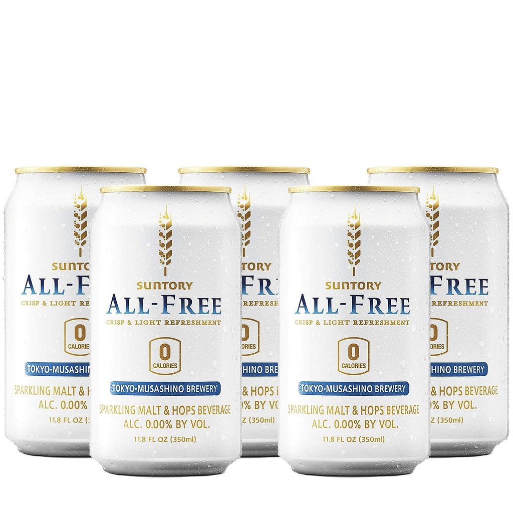 Suntory All-Free Non-Alcoholic Beer: 5-Pack of Refreshing Brew, 0.00% Alc., 0 Calories 11.8 Fl Oz Each - GoDpsMusic