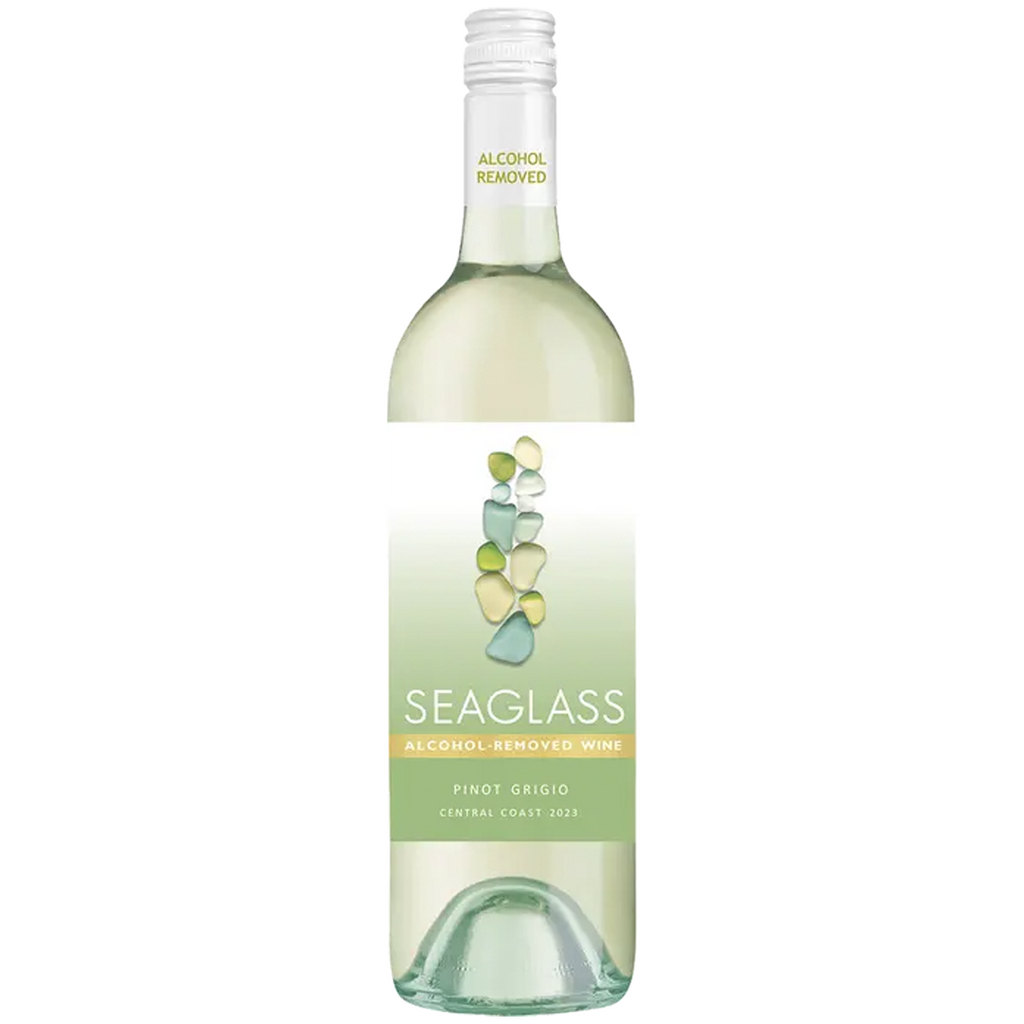 Seaglass Alcohol-Removed Pinot Grigio – Refreshing Non-Alcoholic White Wine with Stone Fruit, Honeysuckle & Floral Aromas – Crisp & Clean Finish  – 750ml Bottles