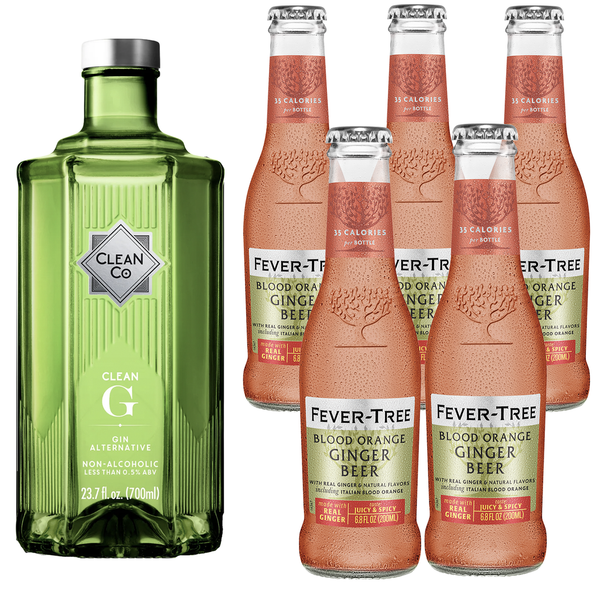 Clean Co Non-Alcoholic Gin Alternative 700ml Bottle - | with Premium Quality Fever Tree Premium Refreshingly Blood Orange Ginger Beer