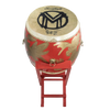 Sawtooth Bruce Dickinson Signature Hand-Painted Golden Dragon Taiko Drum – 24” x 26” Birch Wood with Cowhide Heads, Gold Suspension Rings & Foldable Wooden Riser