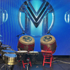 Sawtooth Bruce Dickinson Signature Hand-Painted Golden Dragon Taiko Drum – 24” x 26” Birch Wood with Cowhide Heads, Gold Suspension Rings & Foldable Wooden Riser