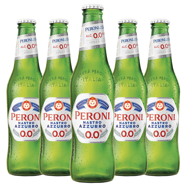 Peroni Nastro Azzurro 0.0 NA Beer Non-Alcoholic Lager Brew 11.2oz Bottles - Authentic Italian Taste Without Alcohol - Refreshing Zero Alcohol Beer 0g Fat, 18.5g Carbs - GoDpsMusic