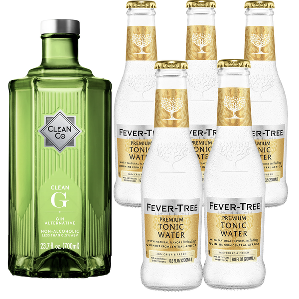 Clean Co Non-Alcoholic Gin Alternative 700ml Bottle - | with Premium Quality Fever Tree Premium Tonic Water