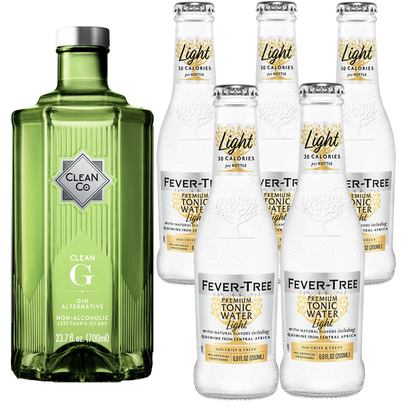 Clean Co Non-Alcoholic Gin Alternative 700ml Bottle - | with Premium Quality Fever Tree Fever Tree Light Tonic Water