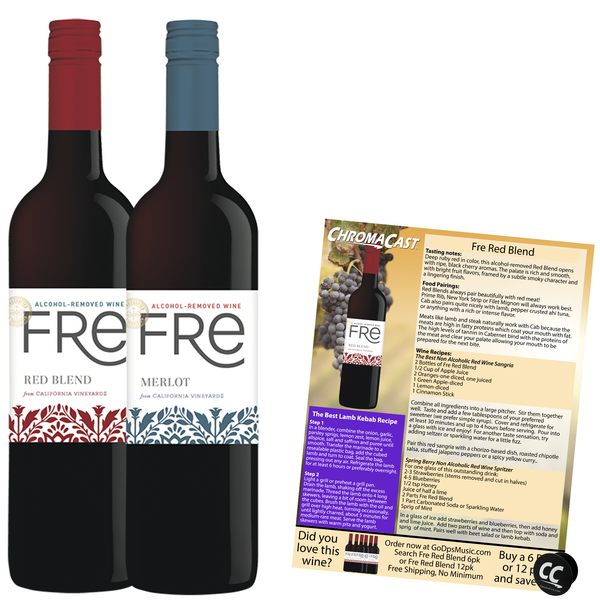 Non Alcoholic Wine 2 Pack Fre Red Blend and Merlot Business & Holiday Gift Ideas Sampler Pack - GoDpsMusic