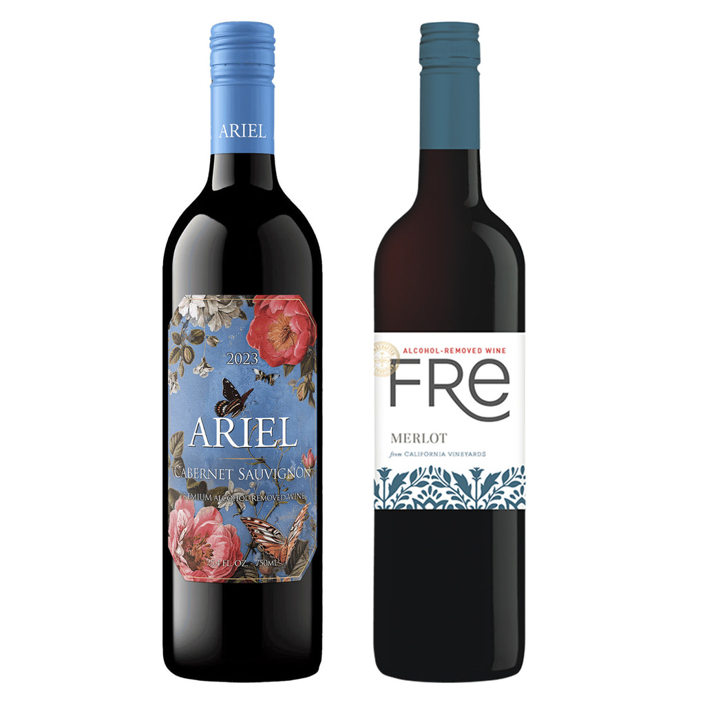 Non Alcoholic Wine 2 Pack Ariel Cabernet Sauvignon and Fre Merlot Business & Holiday Gift Ideas Sampler Pack