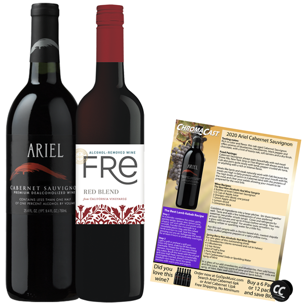 Non Alcoholic Wine 2 Pack Ariel Cabernet Sauvignon and Fre Red Blend Business & Holiday Gift Ideas Sampler Pack - GoDpsMusic