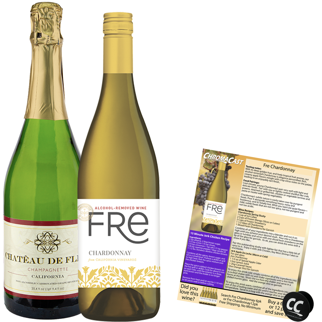 Non Alcoholic Wine 2 Pack Fre Chardonnay and Chateau de Fleur Champagne Business & Holiday Gift Ideas - GoDpsMusic