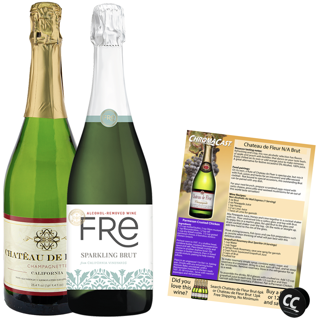 Non Alcoholic Wine 2 Pack Fre Brut Champagne and Chateau De Fleur Sparkling Wine Business & Holiday Gift Ideas - GoDpsMusic