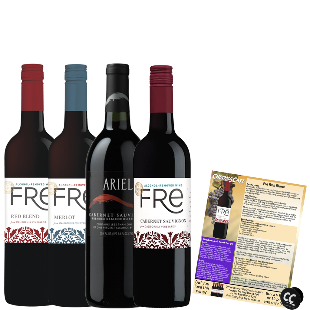 Non Alcoholic Wine 4 Pack Ariel and Fre Cabernet, Red Blend and Merlot Business & Holiday Gift Ideas Sampler Pack - GoDpsMusic