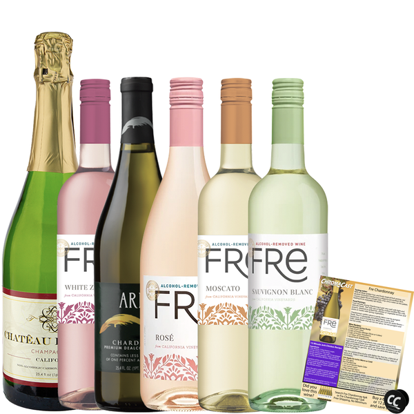 Non Alcoholic Wine 6 Pack Moscato, White Zinfandel, Sauvignon Blanc, Chardonnay, Rose, Champagne Business & Holiday Gift Ideas Sampler Pack - GoDpsMusic