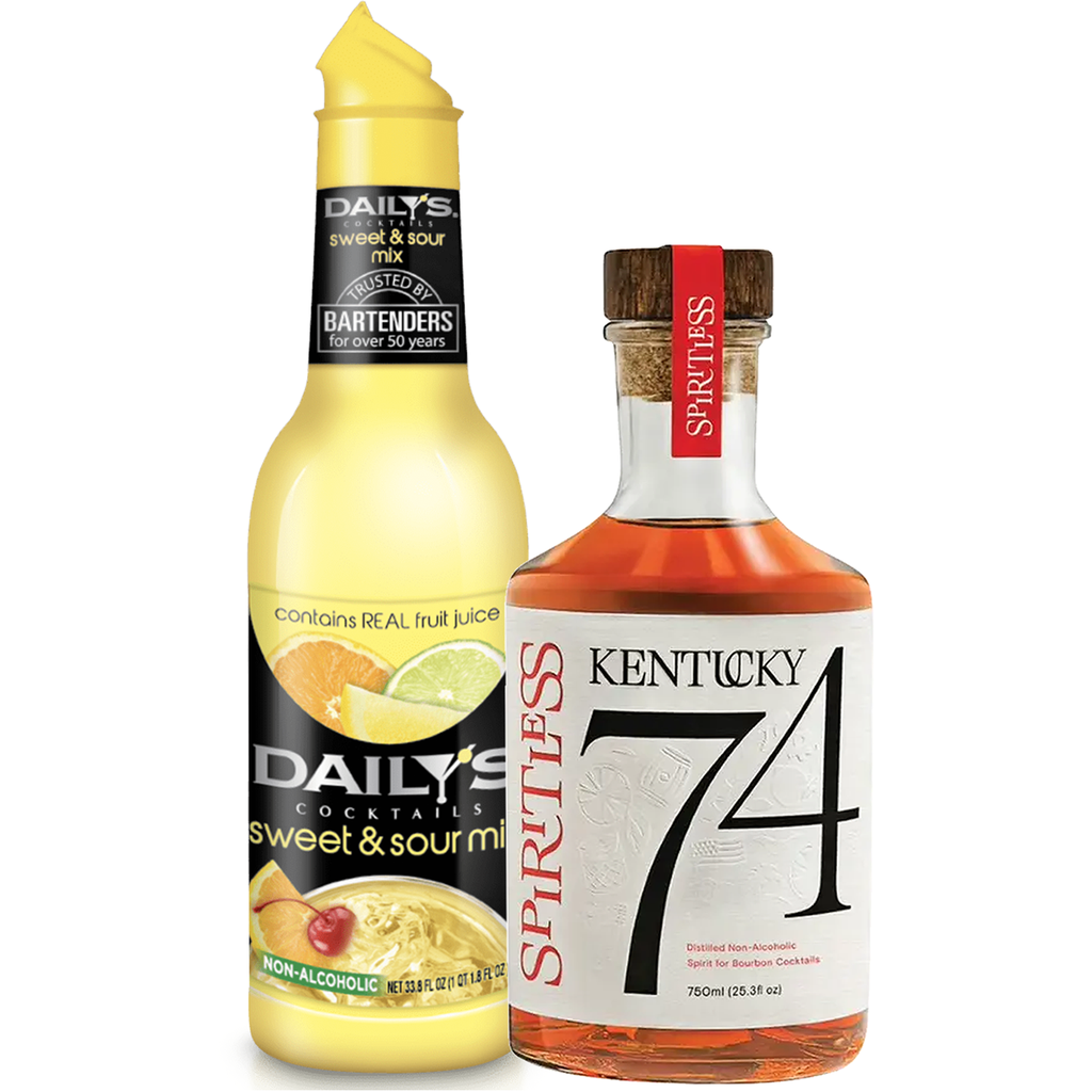 Spiritless Kentucky 74 Distilled Non-Alcoholic Whiskey Bundle with Daily's Sweet & Sour Mix - Premium Zero-Proof Liquor Spirits for a Refreshing Experience - GoDpsMusic