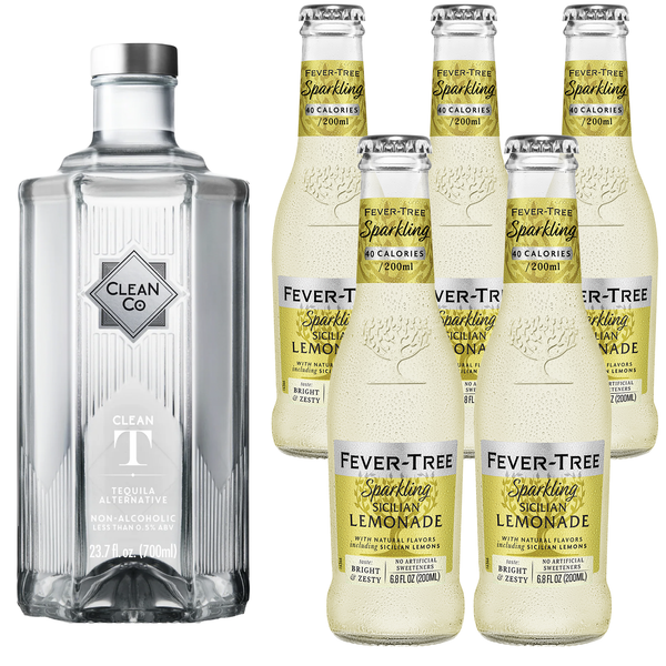 Clean Co Non-Alcoholic Tequila Alternative 700ml Bottle - | with Premium Quality Sicilian Lemonade 200ml - GoDpsMusic