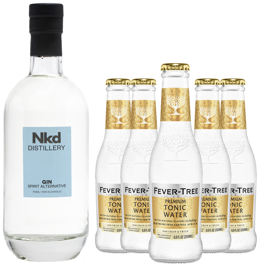 Nkd Distillery Gin Alternative Premium with Fever Tree Tonic Water Non-Alcoholic Spirit - Zero Alcohol - Perfect Gin & Tonic or Tom Collins Alcohol Free Substitute - GoDpsMusic