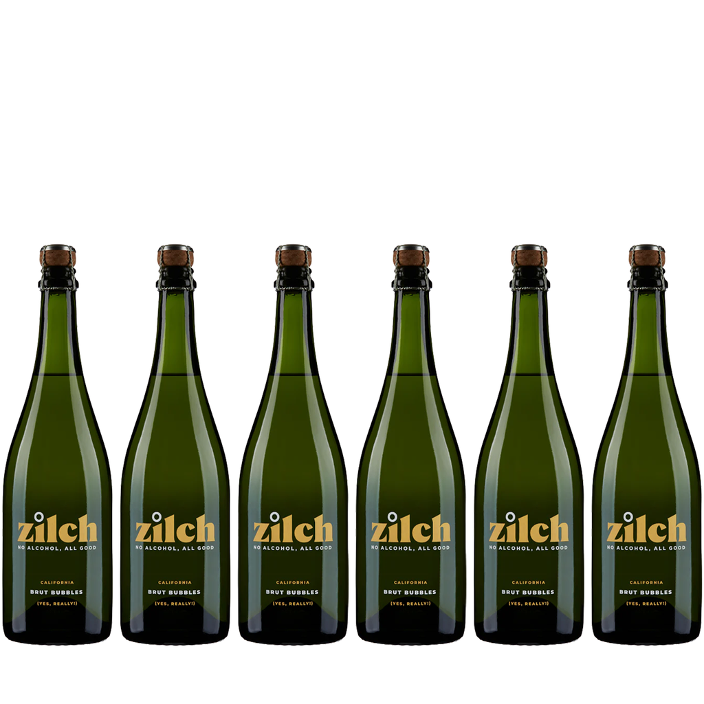 Zilch Alcohol-Free Brut Bubbles: Premium Non-Alcoholic California Sparkling White Wine | 6 PACK - GoDpsMusic
