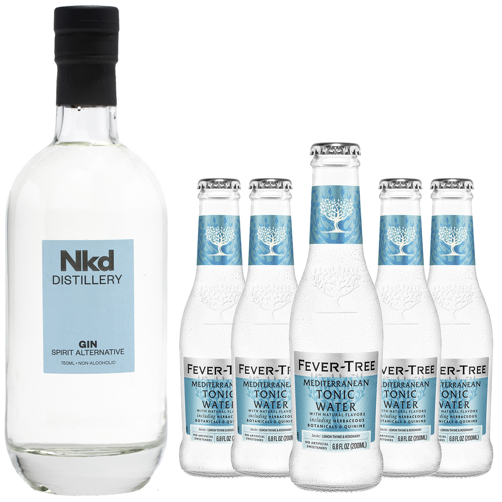 Nkd Distillery Gin Alternative Premium with Fever Tree Mediterranean Tonic Non-Alcoholic Spirit - Zero Alcohol - Perfect Gin & Tonic or Tom Collins Alcohol Free Substitute - GoDpsMusic