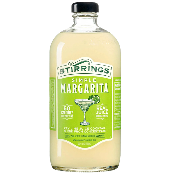 Stirrings Simple Margarita Cocktail Mix 750ml Bottles - Real Juice No Preservatives - 60 Calories - Drink Mixer