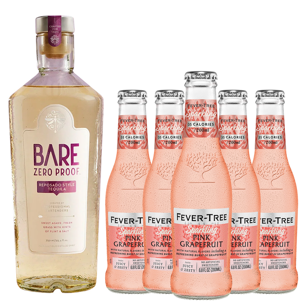 Bare Zero Proof Reposado Style Non-Alcoholic Tequila Bundle with Fever Tree Sparkling Grapefruit Mix - Premium Zero-Proof Liquor Spirits for a Refreshing Experience - GoDpsMusic