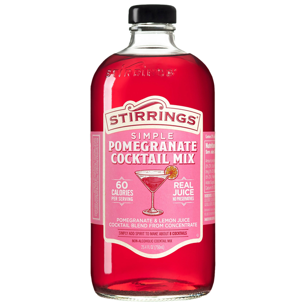 Stirrings Simple Pomegranate Cocktail Mix 750ml Bottles - Real Juice No Preservatives - 60 Calories - Drink Mixer