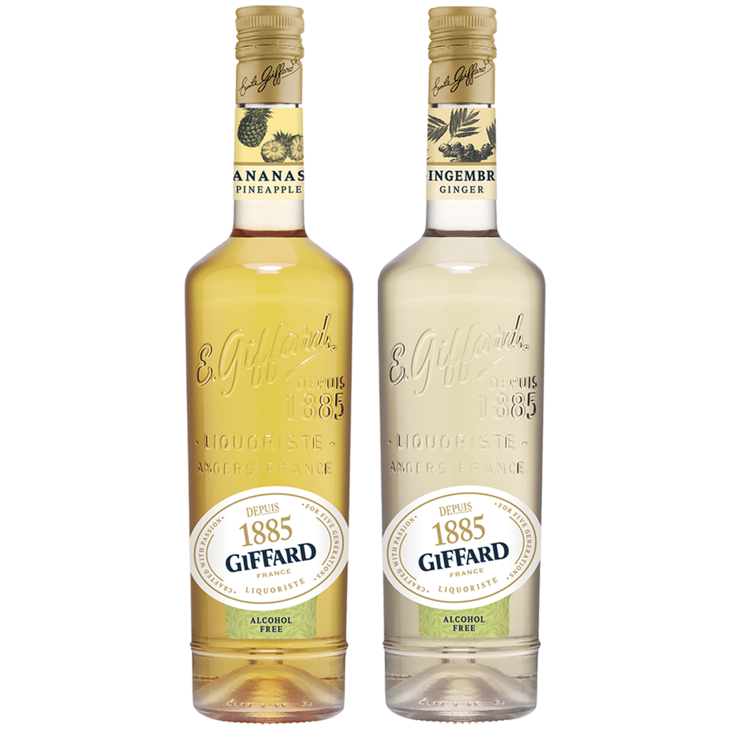 Giffard Depuis 1885 Ginger / Pineapple Mixed Packs Alcohol-Free Liqueur Syrup - Made in France, 700ml Bottles, Perfect for Spritzers, Mixed Drinks - GoDpsMusic