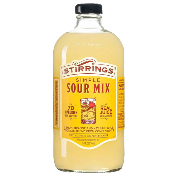 Stirrings Simple Sour Cocktail Mix 750ml Bottles - Real Juice No Preservatives - 70 Calories - Drink Mixer