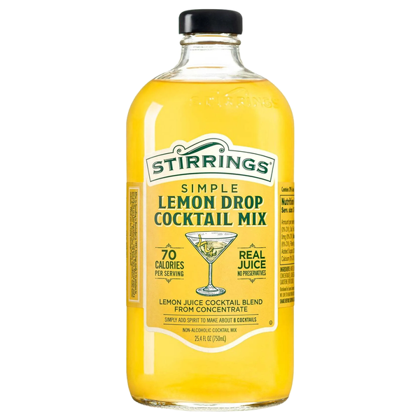 Stirrings Simple Lemon Drop Cocktail Mix 750ml Bottles - Real Juice No Preservatives - 70 Calories - Drink Mixer