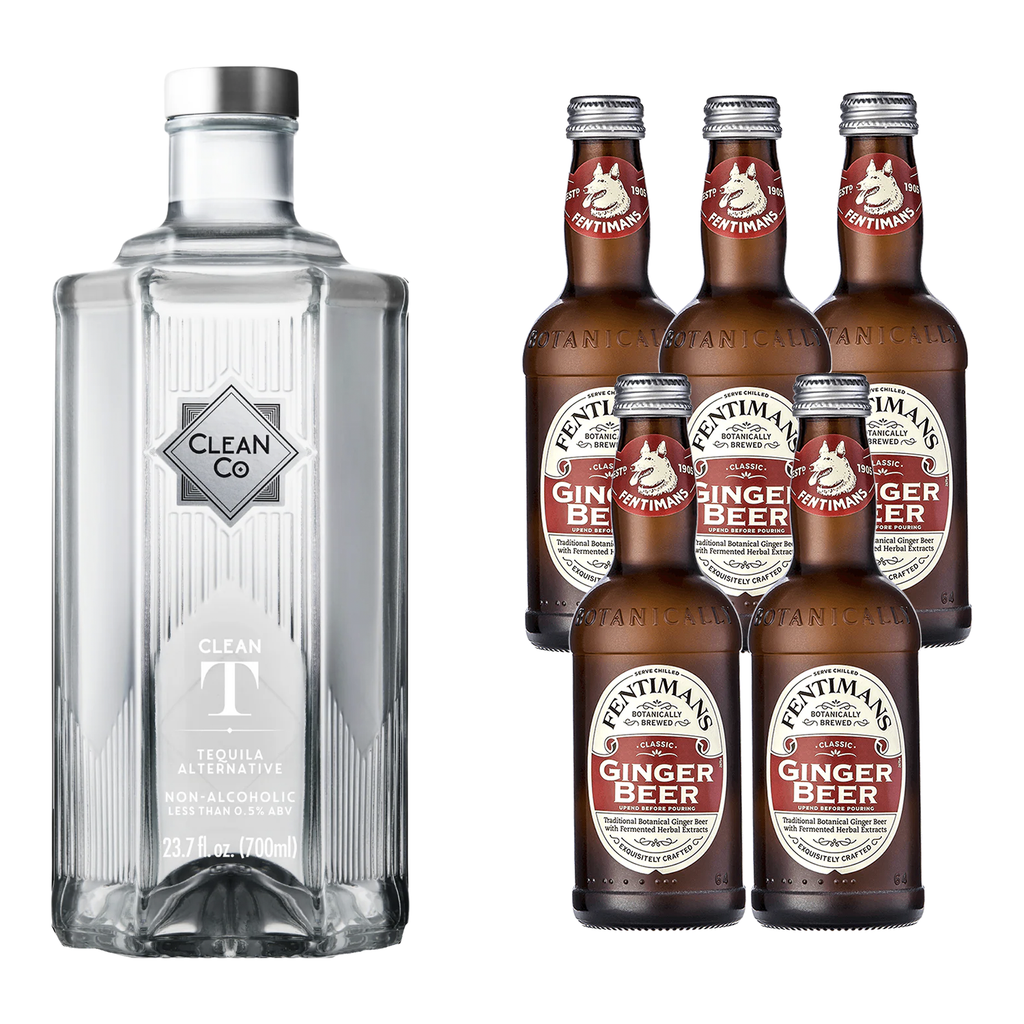 Clean Co Non-Alcoholic Tequila Alternative 700ml Bottle - | with Premium Quality Fentimans Botanically Brewed Ginger Beer Sparkling Soda