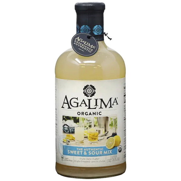 Agalima Organic Authentic Sweet and Sour Drink Mix - All Natural, 1 Liter Bottles (18 Fl Oz) with Premium Pressed Lime and Blue Agave Nectar
