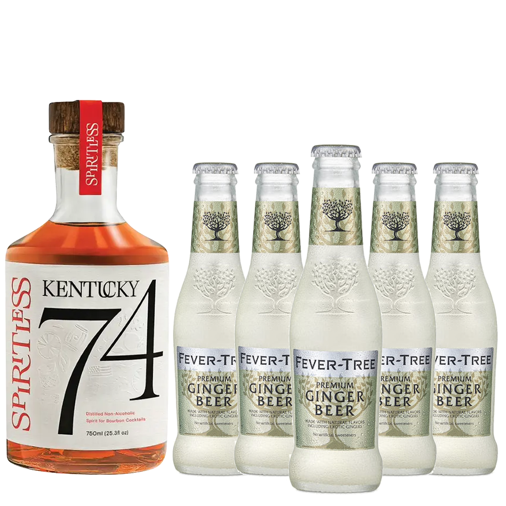 Spiritless Kentucky 74 Distilled Non-Alcoholic Whiskey Bundle with Fever Tree Ginger Beer  - Premium Zero-Proof Liquor Spirits for a Refreshing Experience - GoDpsMusic