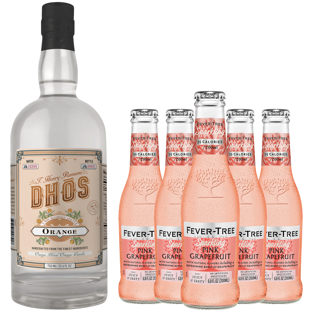 Dhōs Handcrafted Non-Alcoholic Orange Liqueur with Fever Tree Sparkling Pink Grapefruit - Keto-Friendly, Zero Sugar, Zero Calories, Zero Proof - 750 ML - Perfect for Mocktails - Made in USA - GoDpsMusic