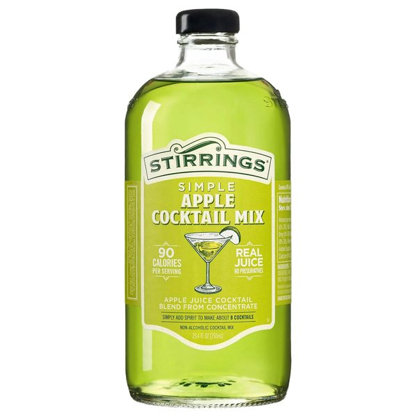 Stirrings Simple Apple Cocktail Mix 750ml Bottles - Real Juice No Preservatives - 90 Calories - Drink Mixer