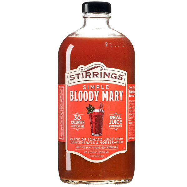 Stirrings Simple Bloody Mary Cocktail Mix 750ml Bottles - Real Juice No Preservatives - 30 Calories - Drink Mixer