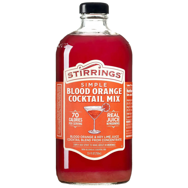 Stirrings Simple Blood Orange Cocktail Mix 750ml Bottles - Real Juice No Preservatives - 70 Calories - Drink Mixer