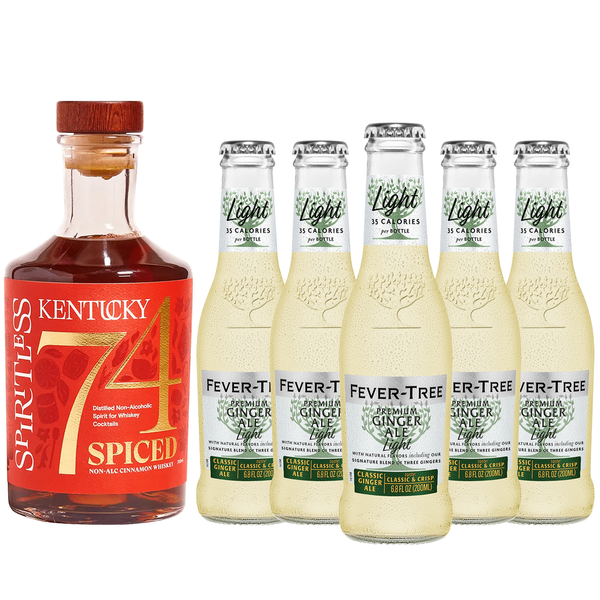 Spiritless Kentucky 74 Spiced Distilled Non-Alcoholic Cinnamon Whiskey Bundle with Fever Tree Light Ginger Ale - Spicy Highball - Premium Zero-Proof Bourbon Liquor Spirits for a Refreshing Experience - GoDpsMusic