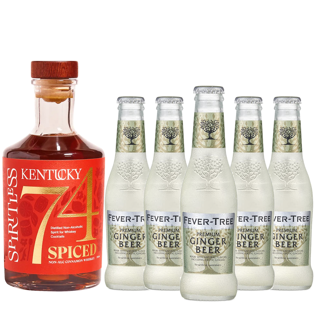 Spiritless Kentucky 74 Spiced Distilled Non-Alcoholic Cinnamon Whiskey Bundle with Fever Ginger Beer - Spicy Kentucky Mule - Premium Zero-Proof Bourbon Liquor Spirits for a Refreshing Experience - GoDpsMusic