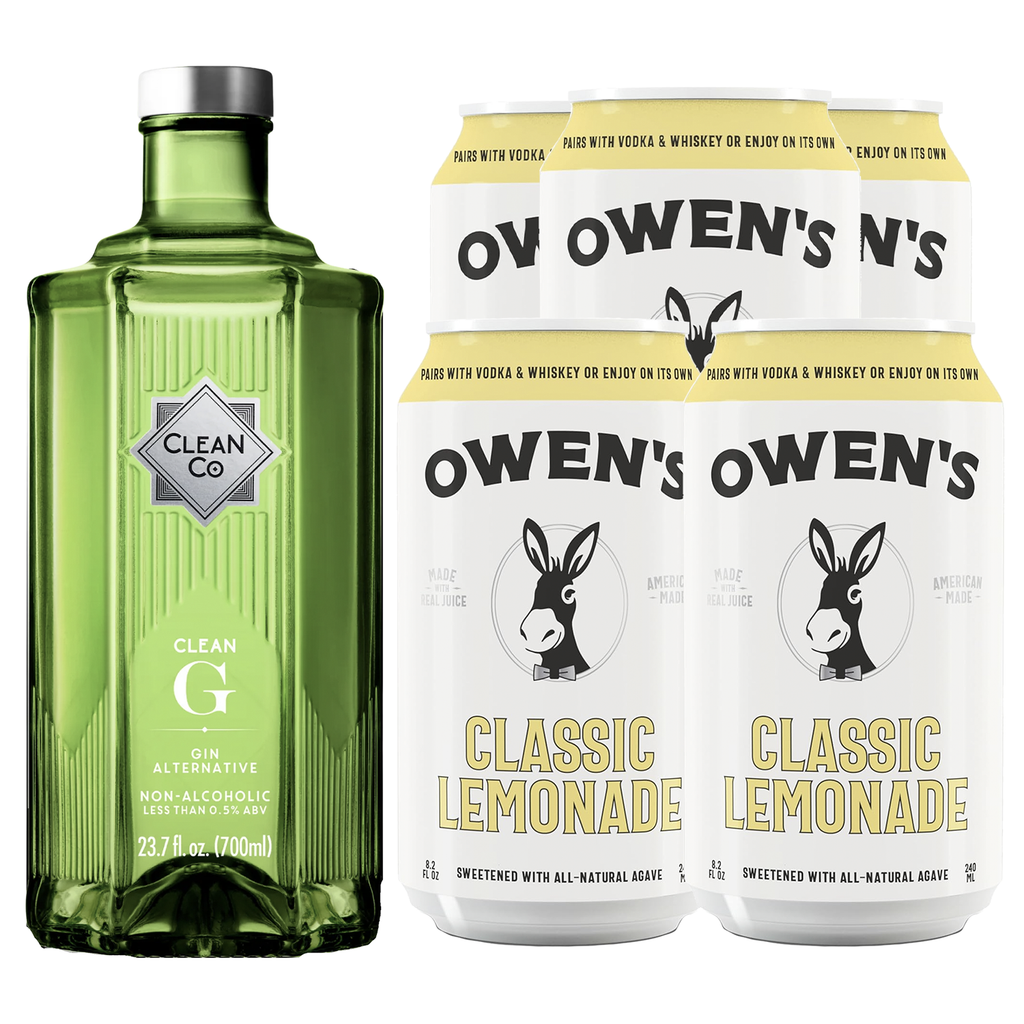 Clean Co Non-Alcoholic Gin Alternative 700ml Bottle - | with Premium Quality Owens Classic Lemonade 8.2OZ