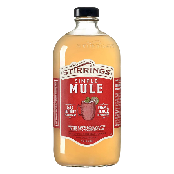 Stirrings Simple Mule Cocktail Mix 750ml Bottles - Real Juice No Preservatives - 50 Calories - Drink Mixer