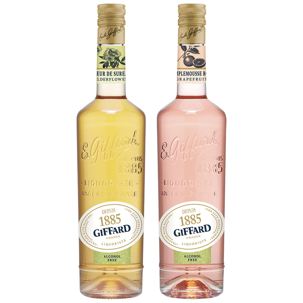 Giffard Depuis 1885 Elderflower / Grapefruit Mixed Packs Alcohol-Free Liqueur Syrup - Made in France, 700ml Bottles, Perfect for Spritzers, Mixed Drinks - GoDpsMusic